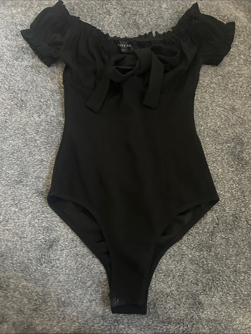 White Fox Boutique Black Off-Shoulder  One-Piece